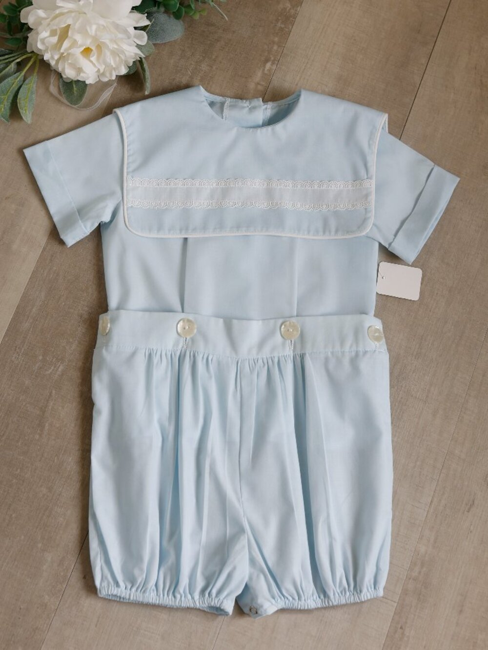 Blue Heirloom Button-on Vintage Style Buster Suit Portrait Ring Bearer Boutique